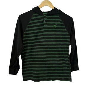 DC Skating Boys Long Sleeve Hooded Henley Shirt - Size Medium